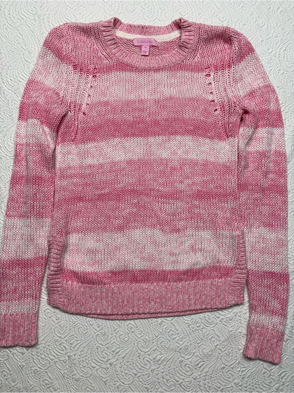 Lilly Pulitzer Pink & White Striped Crewneck Sweater